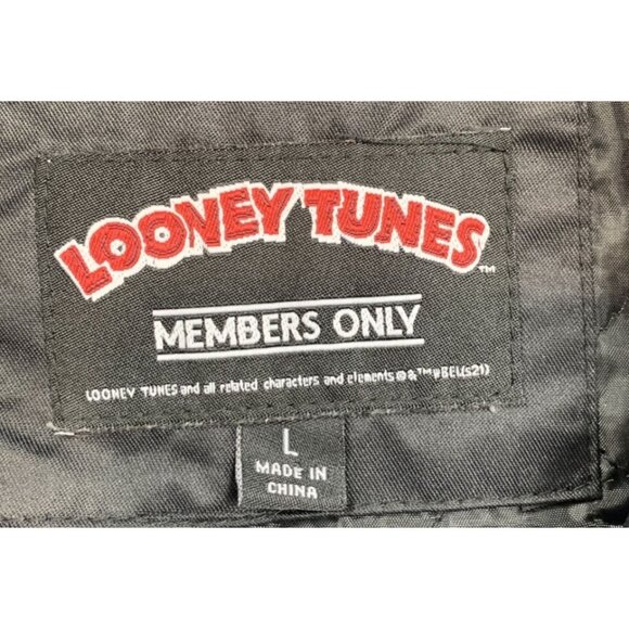 Looney Tunes Members Only Goon Squad Jacket Mens Large Black Hooded Windbreaker - Picture 3 of 16